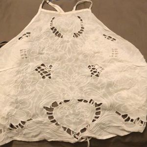 White halter top with cutouts
